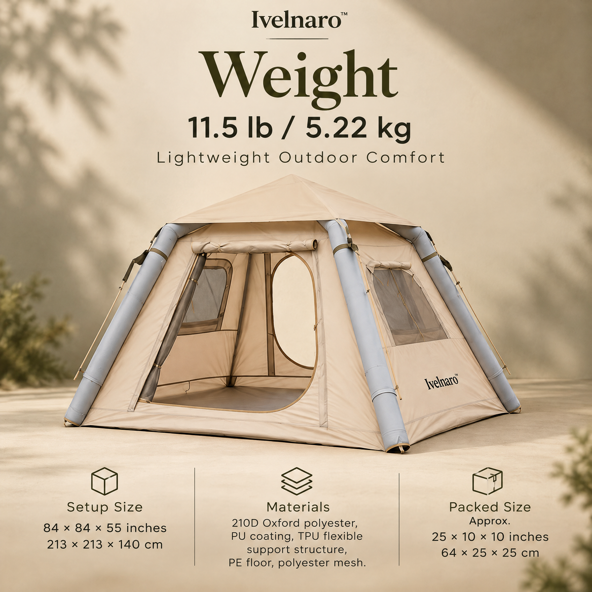 Ivelnaro™ OpenSky 4-Person Quick-Pitch Tent