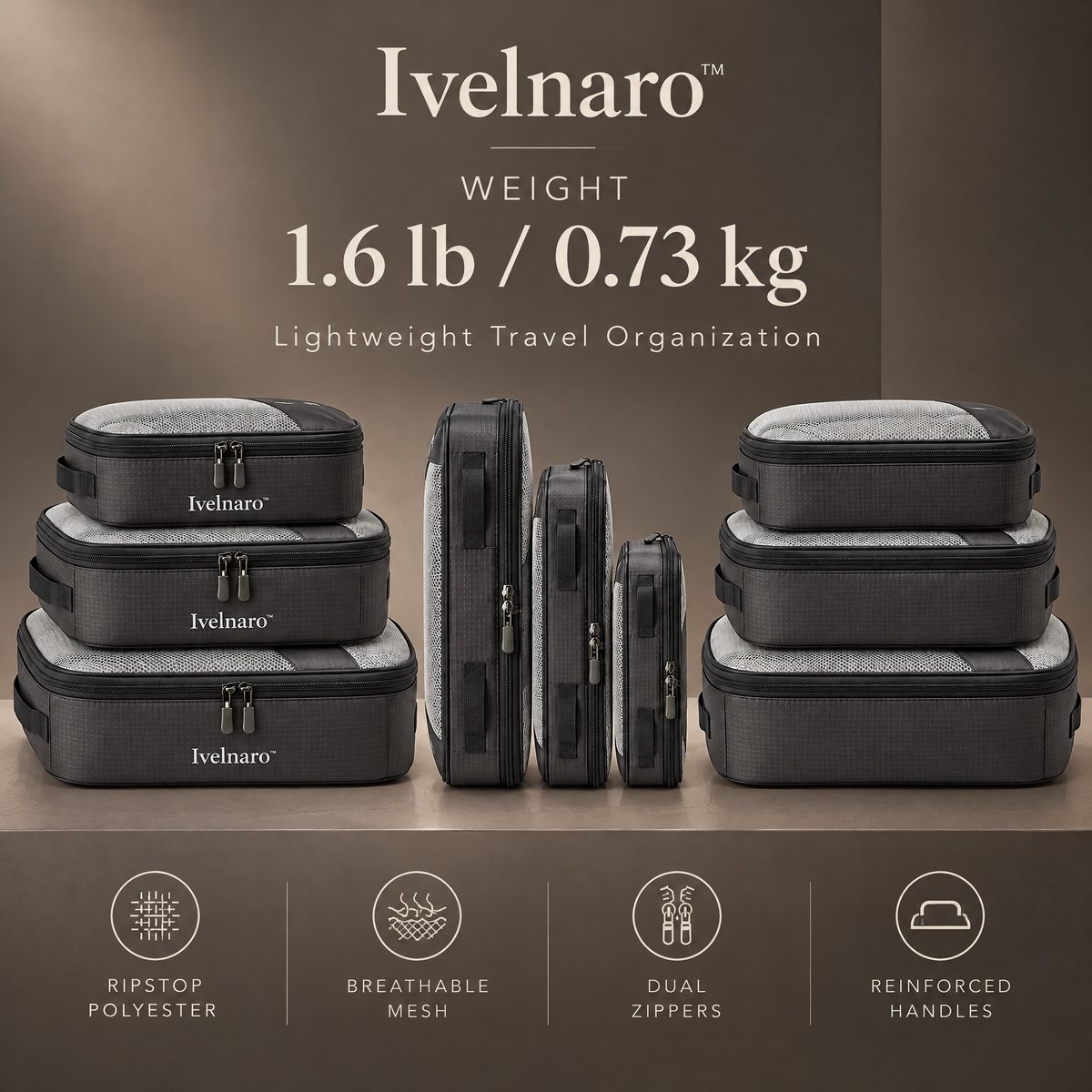 Ivelnaro™ FoldFlat 6-Piece Packing Cube Set