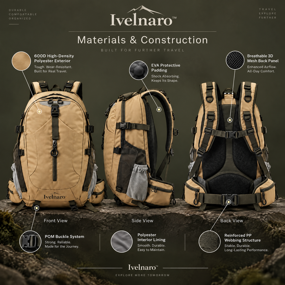 Ivelnaro™ Explorer 40L Travel Backpack
