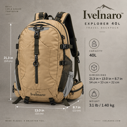 Ivelnaro™ Explorer 40L Travel Backpack