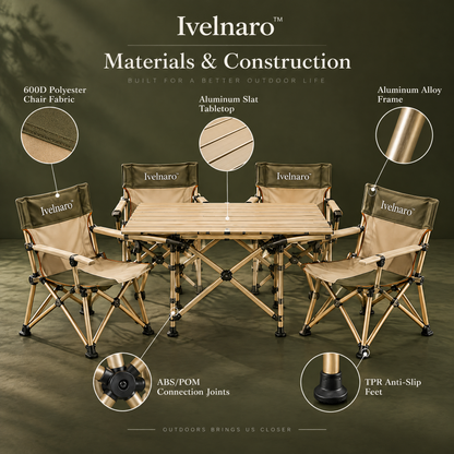 Ivelnaro™ TrailNest Folding Table & 4-Chair Set